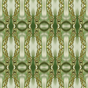 Gold Filigree Links on Spring Green Satiny Background