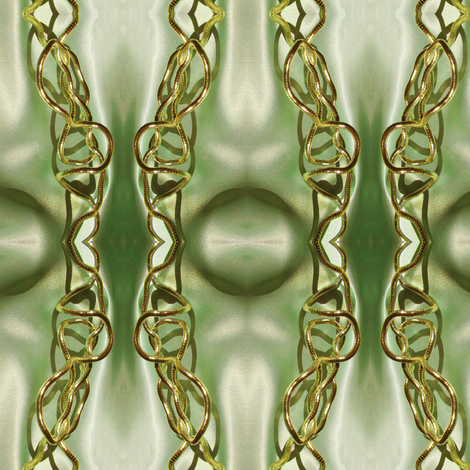 Gold Filigree Links on Spring Green Satiny Background fabric by cricketnoel on Spoonflower - custom fabric