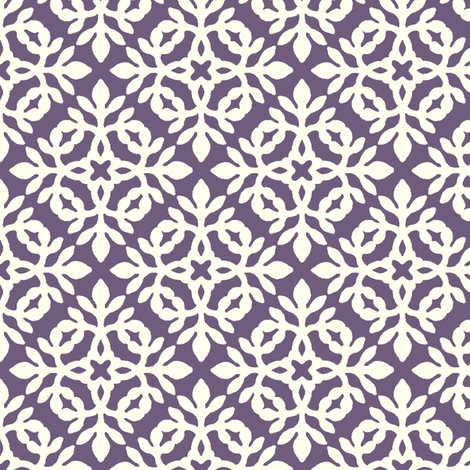 EGGPLANT & cream mini-papercut2 fabric by mina on Spoonflower - custom fabric