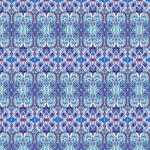 Old Time Swirly Curly blue horizontal stripe