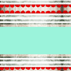 Tourquise green and red fabric