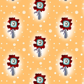 Flower Orange Snow Fabric