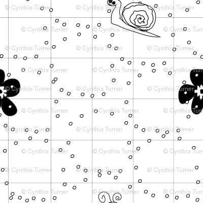Black and White Flowers and Snails Coordinate