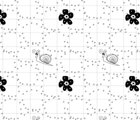 Black and White Flowers and Snails Coordinate fabric by cht222 on Spoonflower - custom fabric