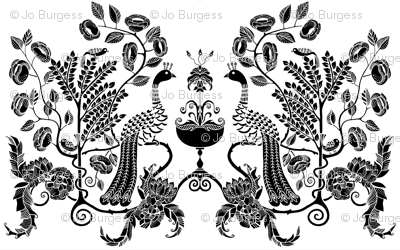 peacock chalice - black on white