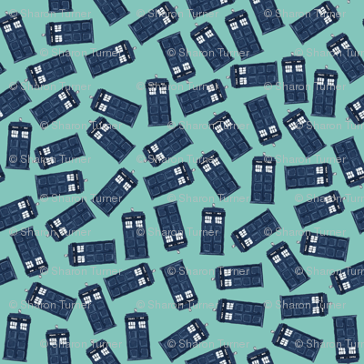 teeny tossed tardis light teal