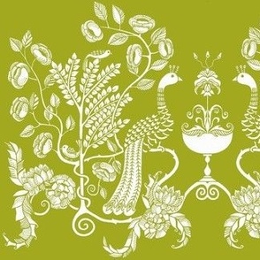 peacock chalice - white on lime