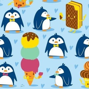 Penguins love ice creams.