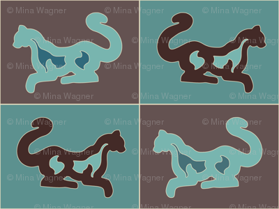 Counterchange_Cats_cloisonne_bluegreen_brown