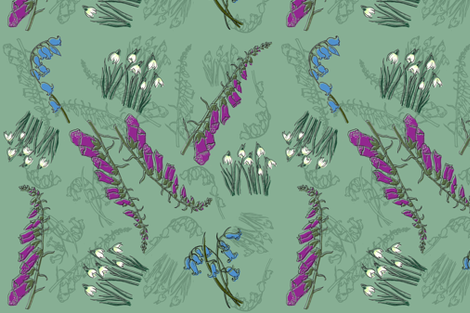 Kitty Jay- Scattered Flowers (green)