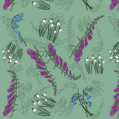 Kitty Jay- Scattered Flowers (green)