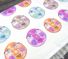 Light Blue, Brown, Orange and Pink Faces