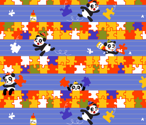 Puzzle Pandas fabric by irrimiri on Spoonflower - custom fabric