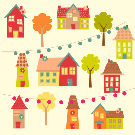 Happy Village fabric by anikabee on Spoonflower - custom fabric