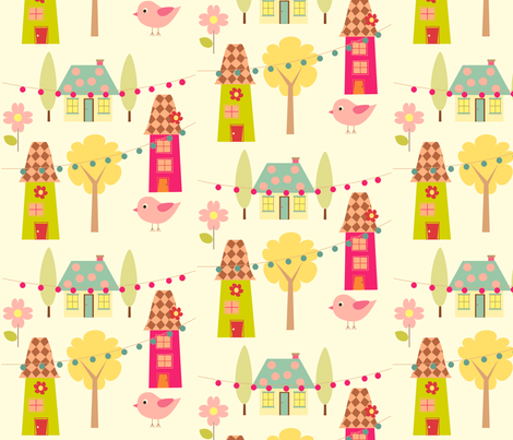 Happy Little Village fabric by anikabee on Spoonflower - custom fabric