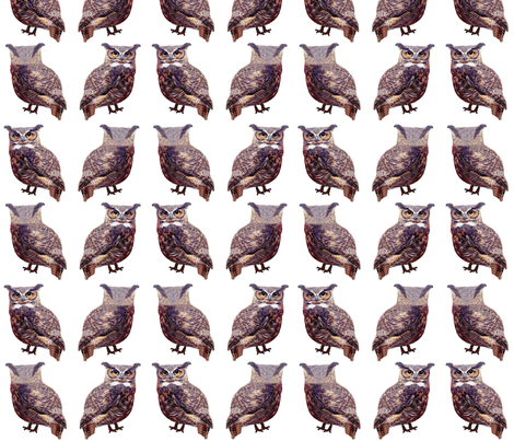 Mini Tuffed Ear Owls fabric by nezumiworld on Spoonflower - custom fabric