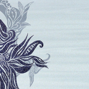 Blue abstract floral border 
