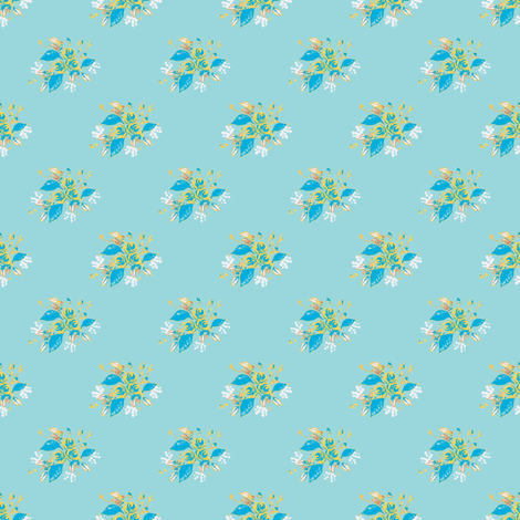 Roses in blue and yellow fabric by joanmclemore on Spoonflower - custom fabric