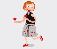 Flower skirt (poppy) with a box pleat in the front