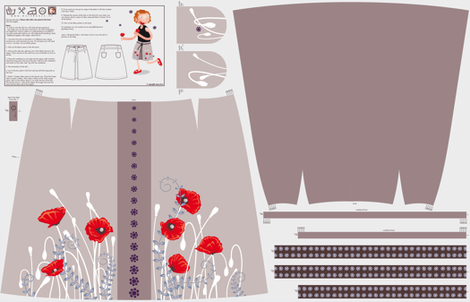 Flower skirt (poppy) with a box pleat in the front