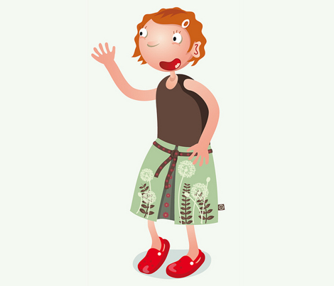 Flower skirt (dandelion) with a box pleat in the front
