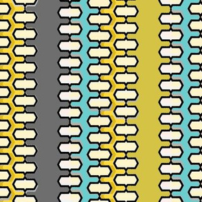 Danish Modern stripes gold blue and gray