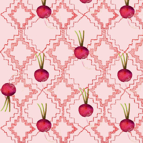 French Radish on Red Zigzag