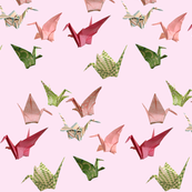 Pink Peace Cranes - Large Repeat Version