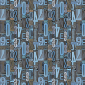 Letterpress Jumble - blues & browns