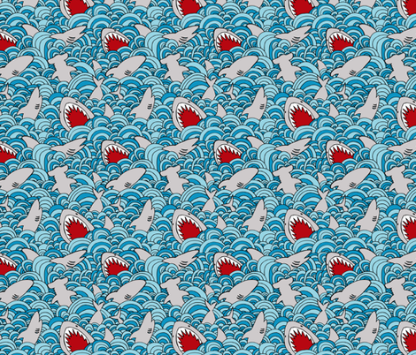 shark attack fabric by momshoo on Spoonflower - custom fabric