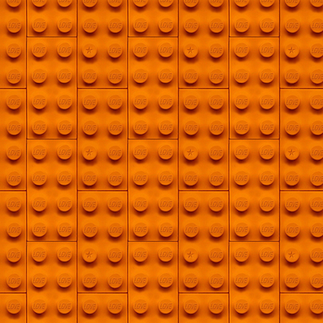 large 'love' bricks in orange fabric by weavingmajor on Spoonflower - custom fabric