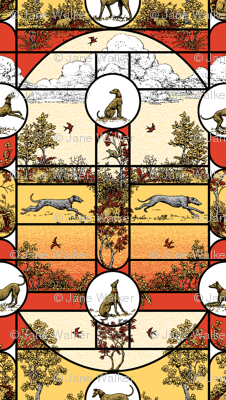 Autumn Greyhound Stained Glass
