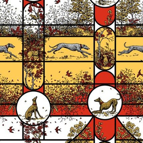 Autumn Greyhounds - Color Limited: 1 Black, 1 Red, 1 Orange, and White
