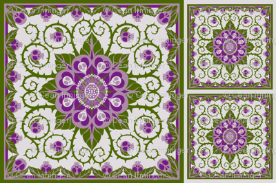 Deadly Nightshade Hawaiian Quilt ( with bonus pillow fronts for larger bolts)