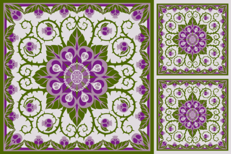 Deadly Nightshade Hawaiian Quilt ( with bonus pillow fronts for larger bolts) fabric by ceanirminger on Spoonflower - custom fabric