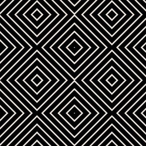 Concentric square tile black and champagne