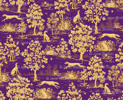 Purple Harvest greyhound Toile de Jouy