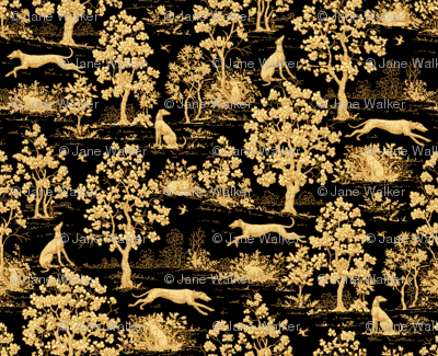 Black Harvest greyhound Toile de Jouy ©2011 by Jane Walker