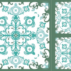 Hawaiian Sea Turtles Cheater Quilt, Sea Foam - © Lucinda Wei