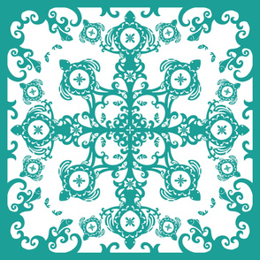Hawaiian Sea Turtles Cheater Quilt, Teal - © Lucinda Wei