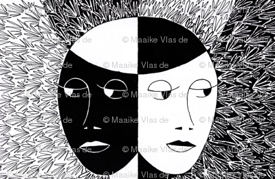 black and white faces