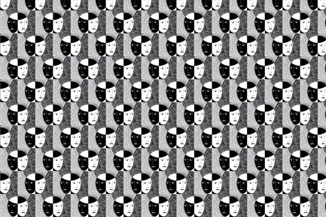 black and white faces fabric by zandloopster on Spoonflower - custom fabric