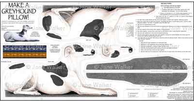 Spotted Greyhound plushie pillow kit  ©2011 by Jane Walker