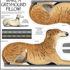Red Brindle Greyhound plushie pillow kit ©2011 by Jane Walker