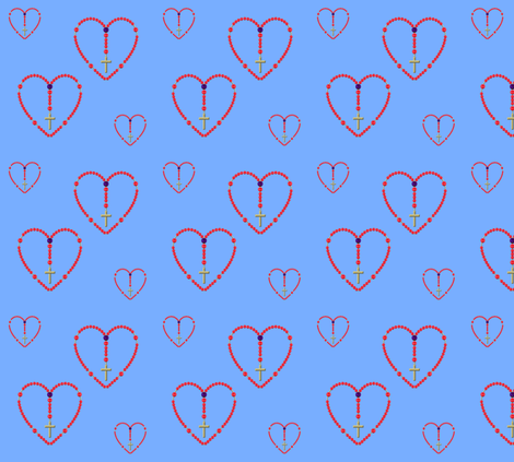 Rosaries (Red roses for beads) on light blue background fabric by artist4god on Spoonflower - custom fabric
