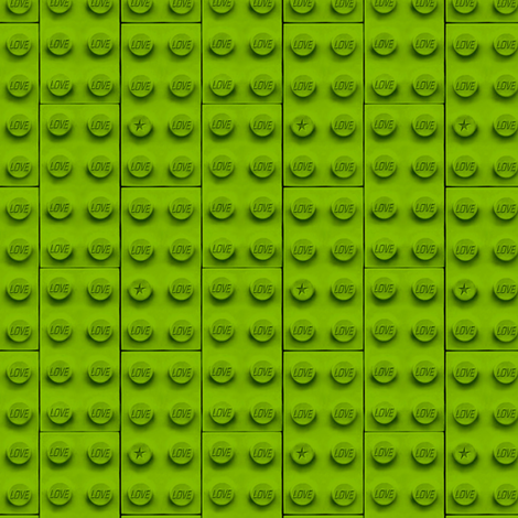 large 'love' bricks in lime green fabric by weavingmajor on Spoonflower - custom fabric