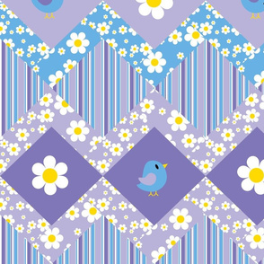 Little Birdy Zig Zag Cheater Quilt