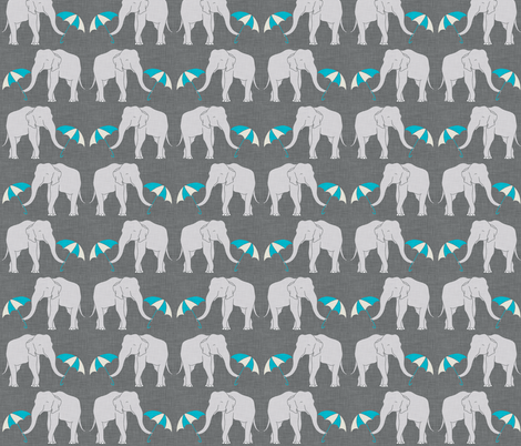 elephant_and_umbrella_turquoise fabric by holli_zollinger on Spoonflower - custom fabric