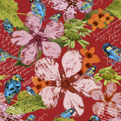 Flowers & Sparrows - bright red!