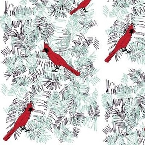 Cardinals in the Evergreens